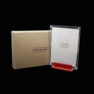 Coach Red Leather and Acrylic 5" x 7" H120 Bleeker Picture Frame in Original Box